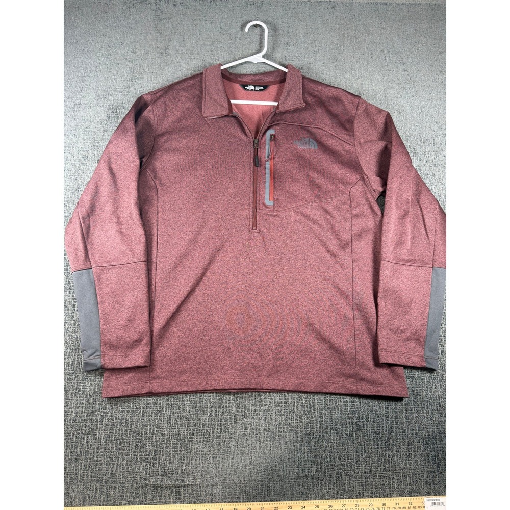 The North Face Mens XL Quarter Zip Pullover Fleece Burgundy Red CY660 Heathered